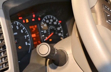 car instrument panel with warning lights on